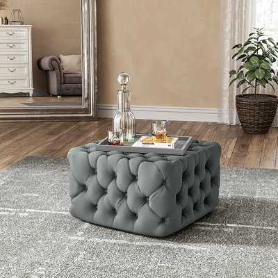 Aya 62Cm Velvet Tufted Square Cocktail Ottoman