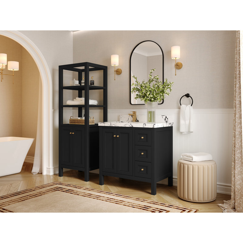 Nashville X P 22 po De salle de bain Quartz, Noir, Or brossé, Palissandro