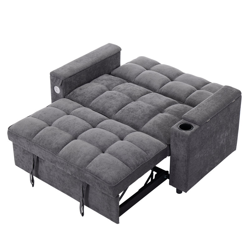 2 Seater Fabric Sofa Bed, Grey