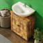 Armoire de meuble-lavabo sous le lavabo avec 2 portes et tablette réglable, brun rustique (sans lavabo)
