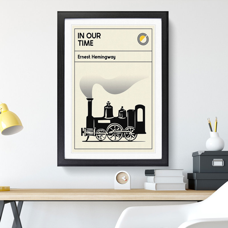 Book Cover in Our Time Ernest Hemingway - Picture Frame Graphic Art, 65cm H x 48cm W x 2cm D, Black