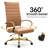 Humairaa Leather Office Chair – Executive Task Chair with Swivel, Adjustable Height & Gold Base for Home Office or Conference Room-325982888