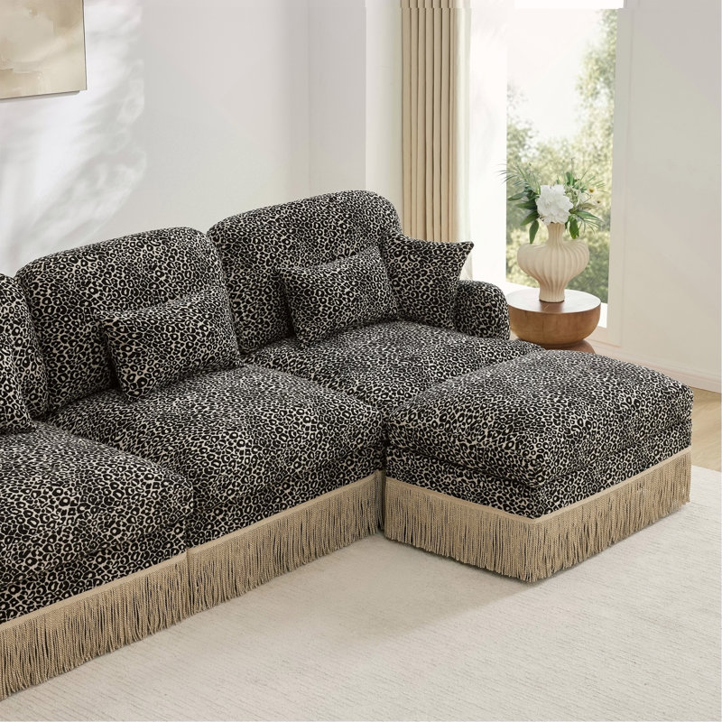 Canapé Comfy Chenille Leopard, Khaki