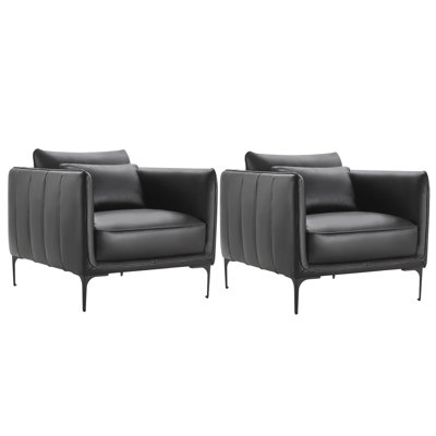 Rae Genuine Leather Upholstered Armchair(Set of 2)
