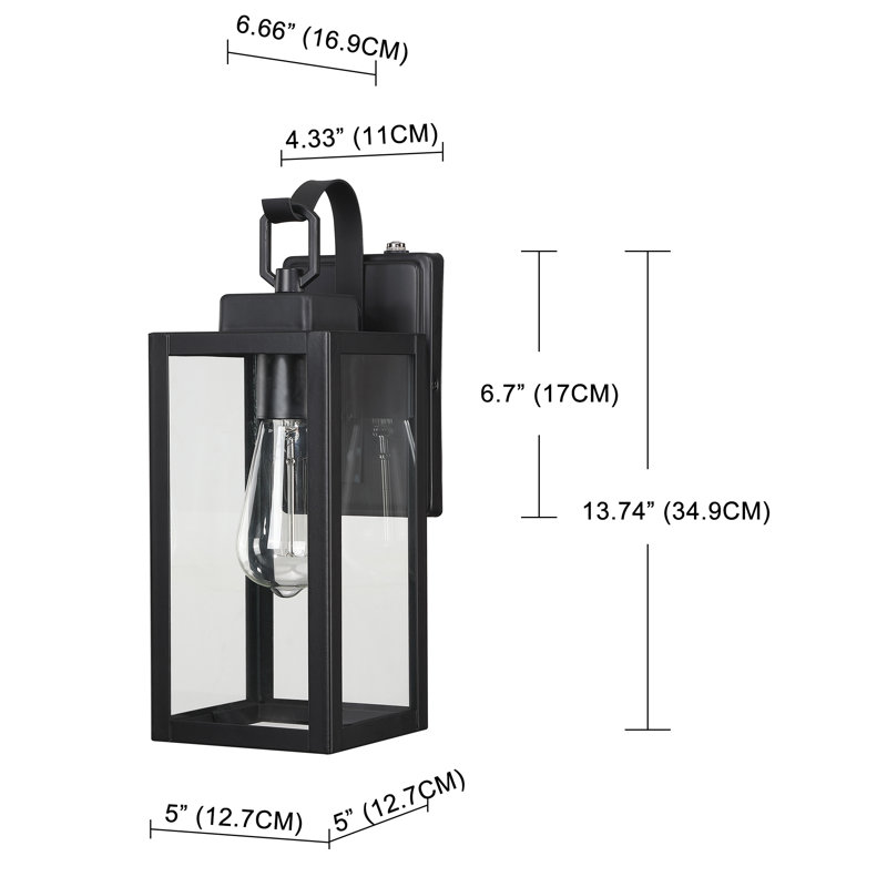 Schock Matte Black 34.9cm H Outdoor Wall Lantern with Dusk to Dawn