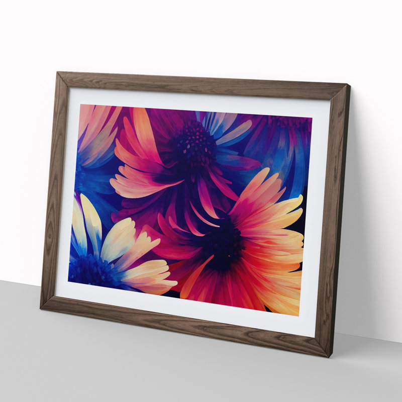 Dazzling Chrysanthemum Flowers Abstract - Framed Print, 46cm H x 64cm W x 2cm D
