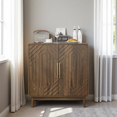 Sideboard Buffet Cabinet With Storage ,Carved 2 Door Sideboard,Multifunctional Accent Cabinet With Adjustable Layer Board For Living Room
