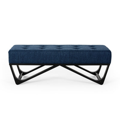 Navy Blue - Transform Your Space With Style. Button- Upholstery. Versatile Footrest Or Seat. Modern. 47.49”d X 17.91”w 16.17”h Add A Modern Flair To Home. Top, Elegant Base. For Any Decor. 17.91”d