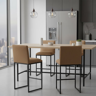 Tabourets de bar modernes avec structure en métal, ensemble de 2 tabourets à hauteur de comptoir pour la cuisine et la salle à manger