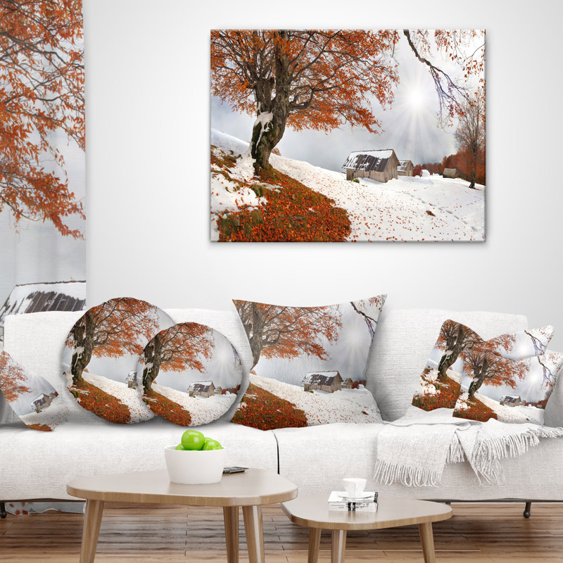 Coussin lombaire neige en automne