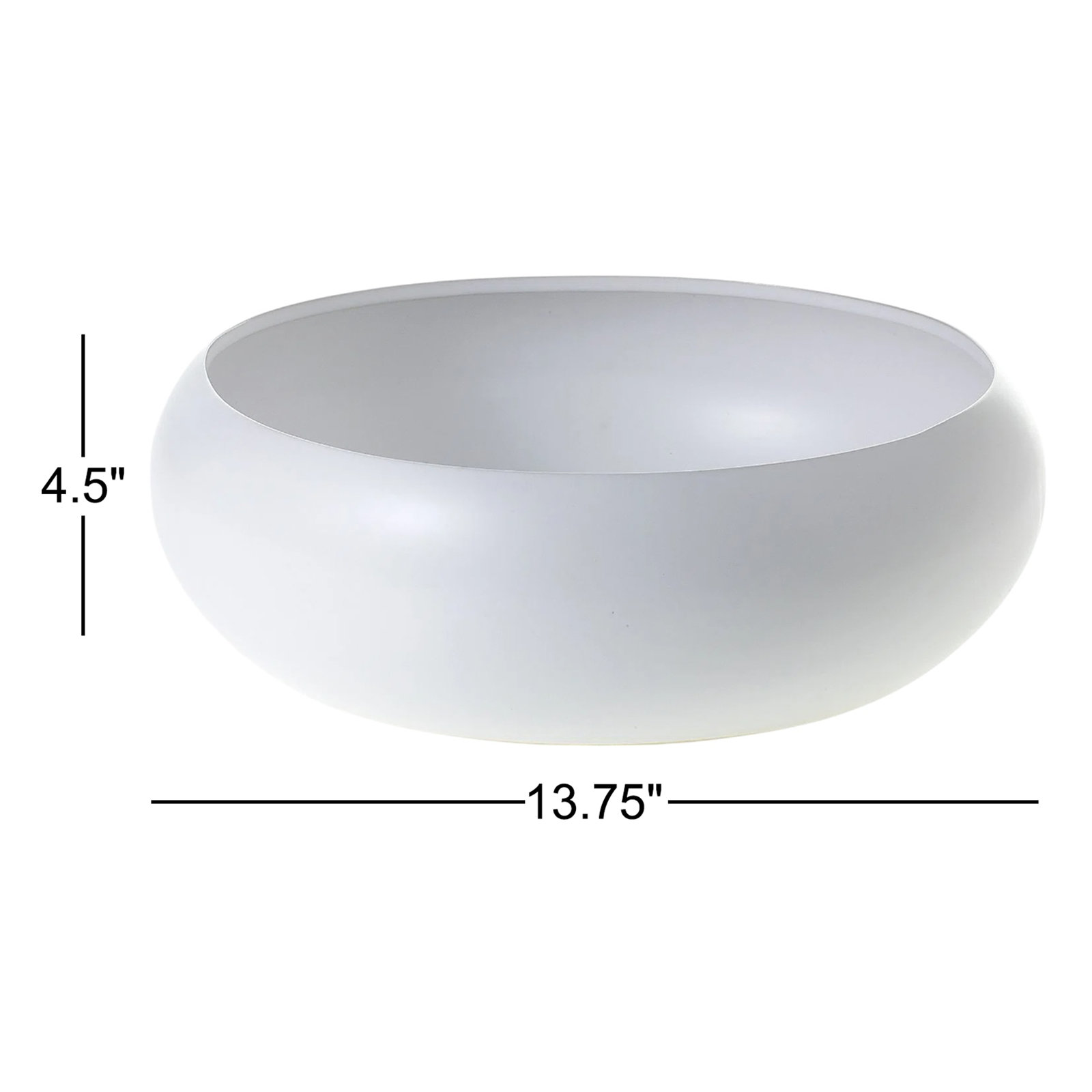 Elyse Handmade Ceramic Decorative Bowl 1, White, 4.5" H x 13.75" W x 13.75" D
