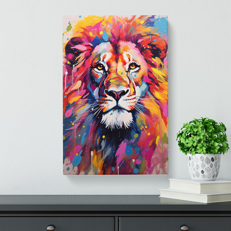 Lion Colour Field - Wrapped Canvas, 50cm H x 35cm W x 3cm D