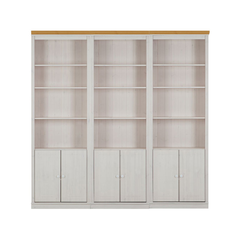 Delyliah 223cm H x 222cm W Library Bookcase, White/Natural