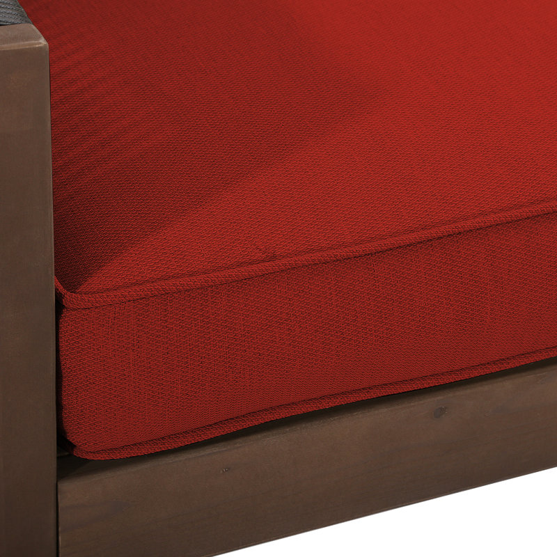 Chaise d'extérieur en bois avec coussins, Rouge