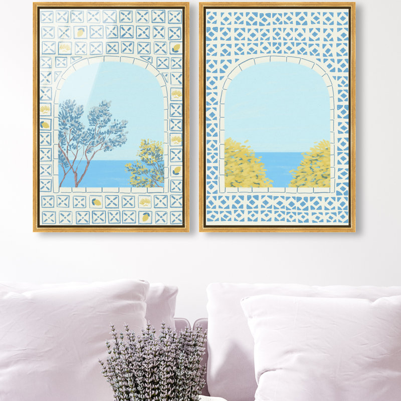 Mediterranean window set High-Gloss Frameless Acrylic Glass Wall Art Nautical & Beach Print by Oliver Gal, Ready to Hang, 10 x 15