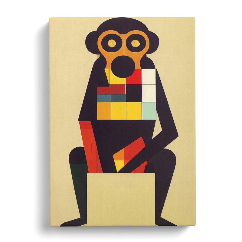 Monkey in Abstract No.1 - Wall Art, 50cm H x 35cm W x 3cm D, Wrapped Canvas