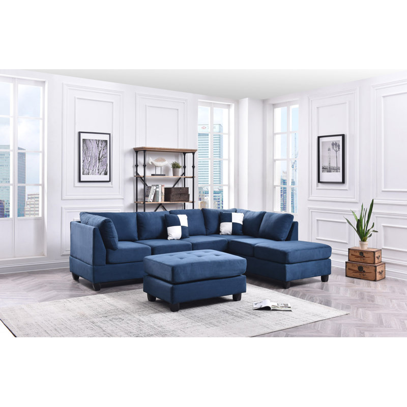 Canapé modulaire Senone Furniture Malone G633B-SC, Orienté à droite, Microfibre bleu marine