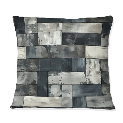 Coussin décoratif gris à motif géométrique Midcentury II