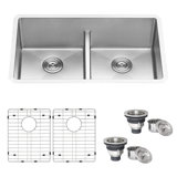 Tirana Low Aqua 30" L x 19" W Double Basin Undermount Kitchen Sink