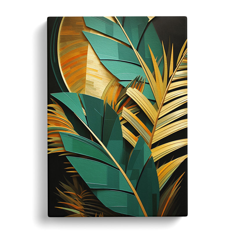Palm Leaf Constructivism - Wrapped Canvas Print, 50cm H x 35cm W x 3cm D