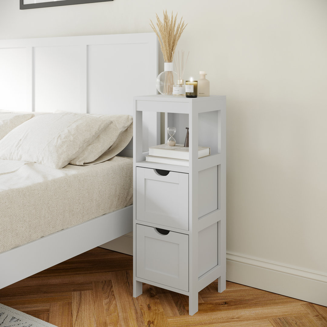 Dune Farmhouse Bathroom Storage Organizer with Drawers and Open Shelf Flash Furniture