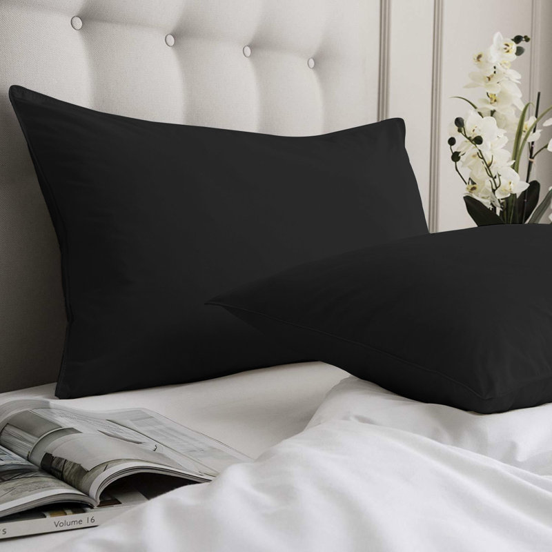 Super Soft Microfiber Housewife Pillowcase Set Of 2, Easy-Care Bedding , Black