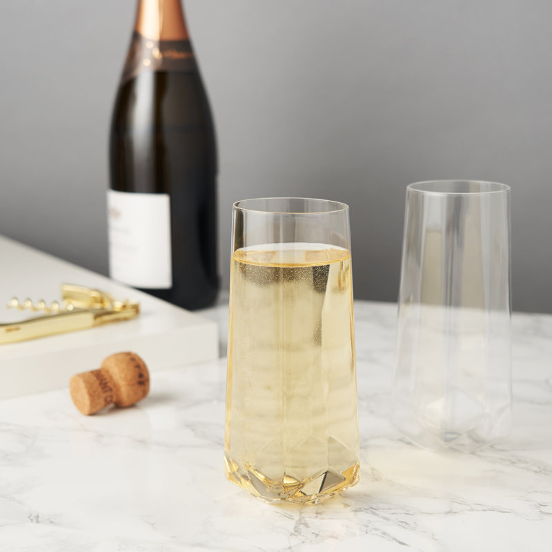 Seneca Faceted Crystal Stemless Champagne Flutes