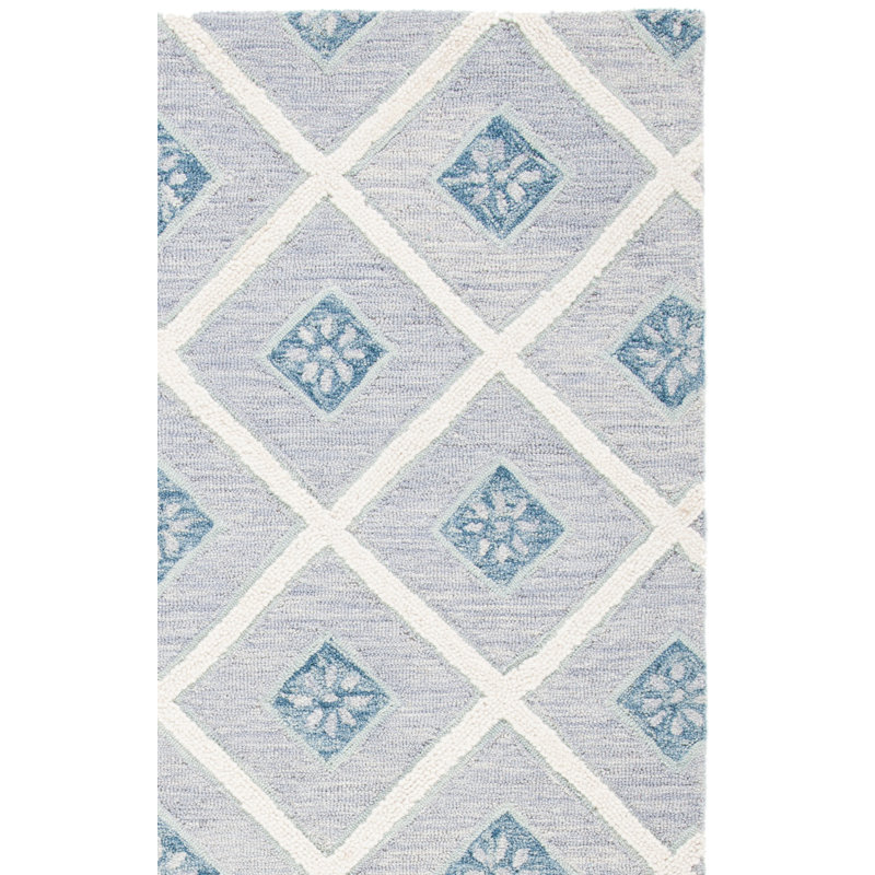 Metro Hand Tufted Wool/Cotton Geometric Rug in Gray/Ivory, Rectangle 8' x 10'