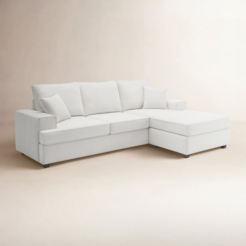 Canapé modulaire réversible l 100 po Alden avec coussins rembourrés de duvet, Blanc performance