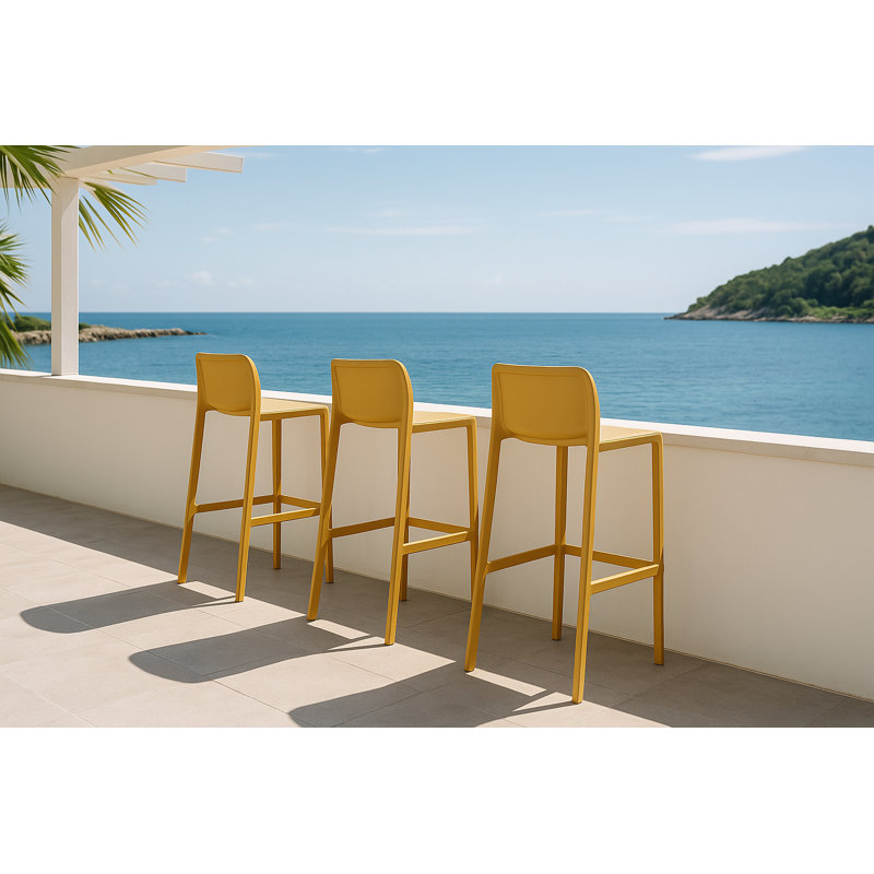 Plain Outdoor 30" Patio Bar Stool, Yellow