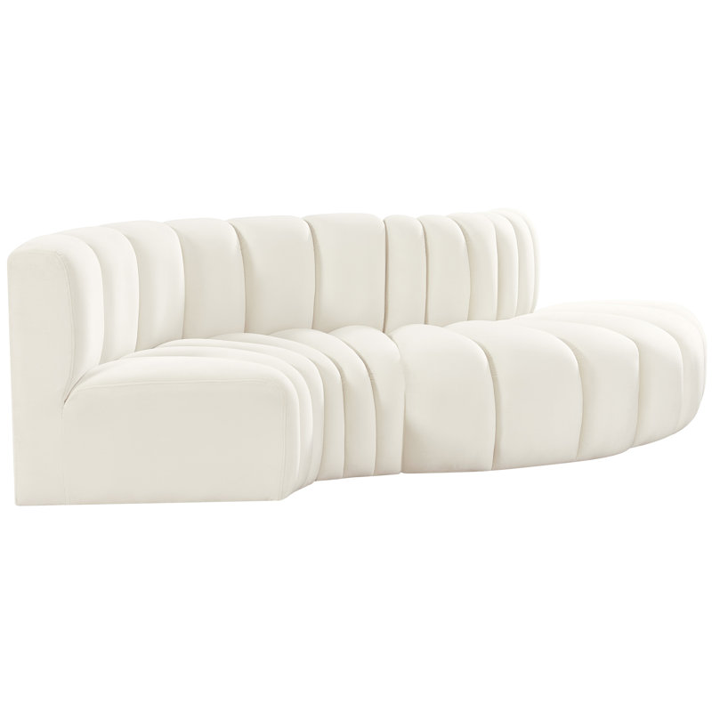 Houssam Upholstered Curved Sectional Reversible, Cream Velvet