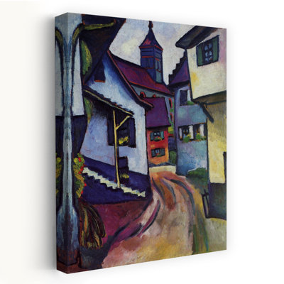 Street with Church In Kandern Classic Modern Violet Architecture, impression d'art mural