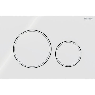 Plaque de commande Geberit Sigma20, ronde, double chasse: plaque, bouton: blanc / brillant, anneau / s: blanc mat