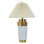 Norman Wyatt Home - Dynasty - Lampe de table - blanc avec céramique plaquée or - abat-jour blanc