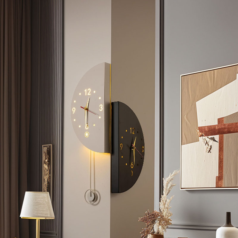 Double-sided Metal Wall Clock With LED Light