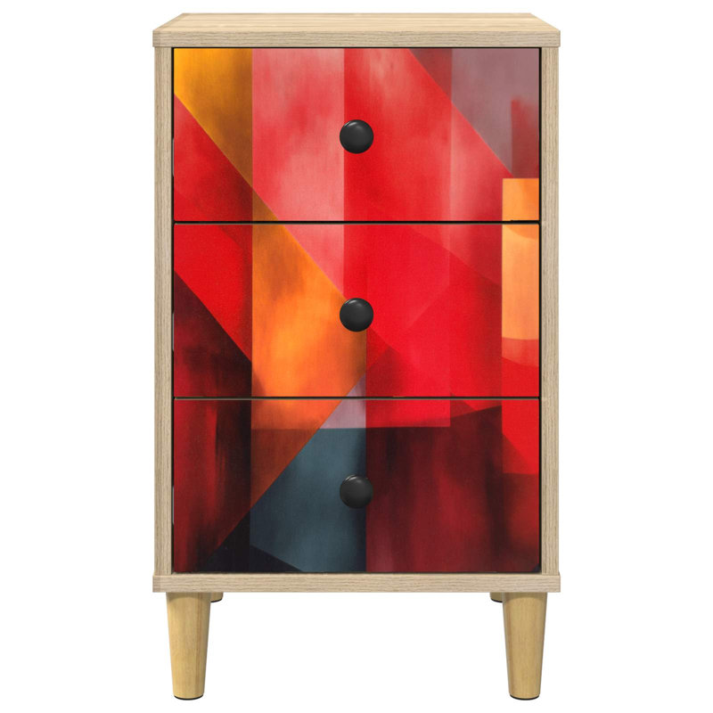 36cm W Engineered Wood Bedside Table