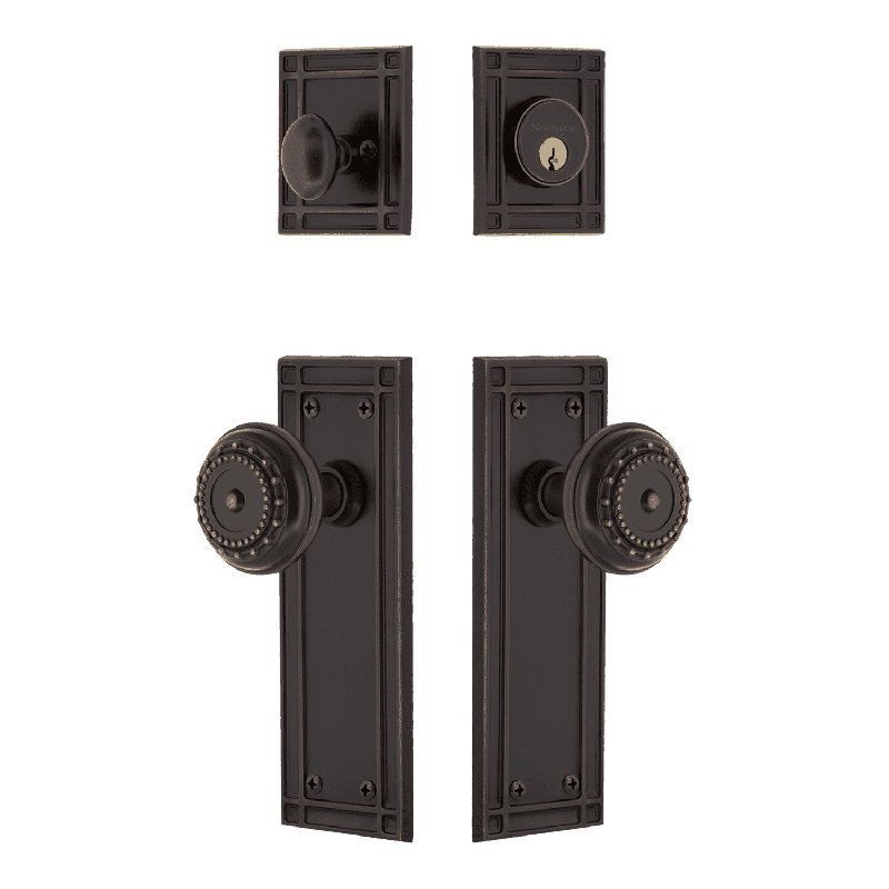 Nostalgic Warehouse Mission Entry Set with Meadows Knob, Timeless Bronze, 2.75