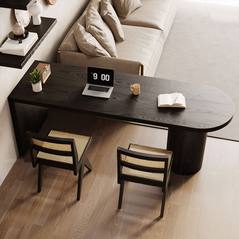 2-Person Black Straight Solid Wood Bar Table Sets