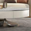 Table basse ovale en acier inoxydable et bois fritté noir crème-1691612773