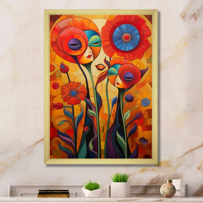 «Cat Portrait Blossoming Retro Red Poppies», reproduction sur toile