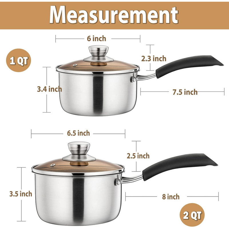 Casserole, casserole en acier inoxydable avec couvercle, casserole pour la cuisine de cuisine à domicile, couvercle en verre visible et poignées en bakélite résistantes à la chaleur, va au lave-vaisselle