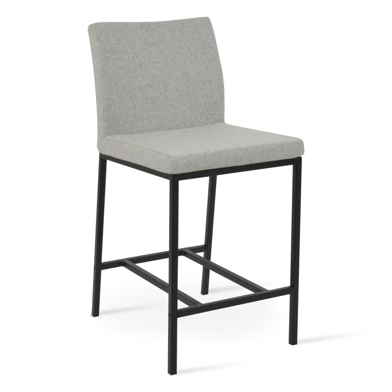 Tabouret Aria, Tabouret de bar (siège d'une hauteur de 29 po), Noir, Laine argentée