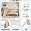 Lit superposé en forme de maison avec escalier de rangement, tablettes de présentation et glissade-1647725311