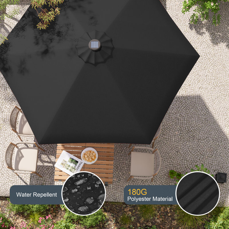 Parasol de marché éclairé Elbe, Noir