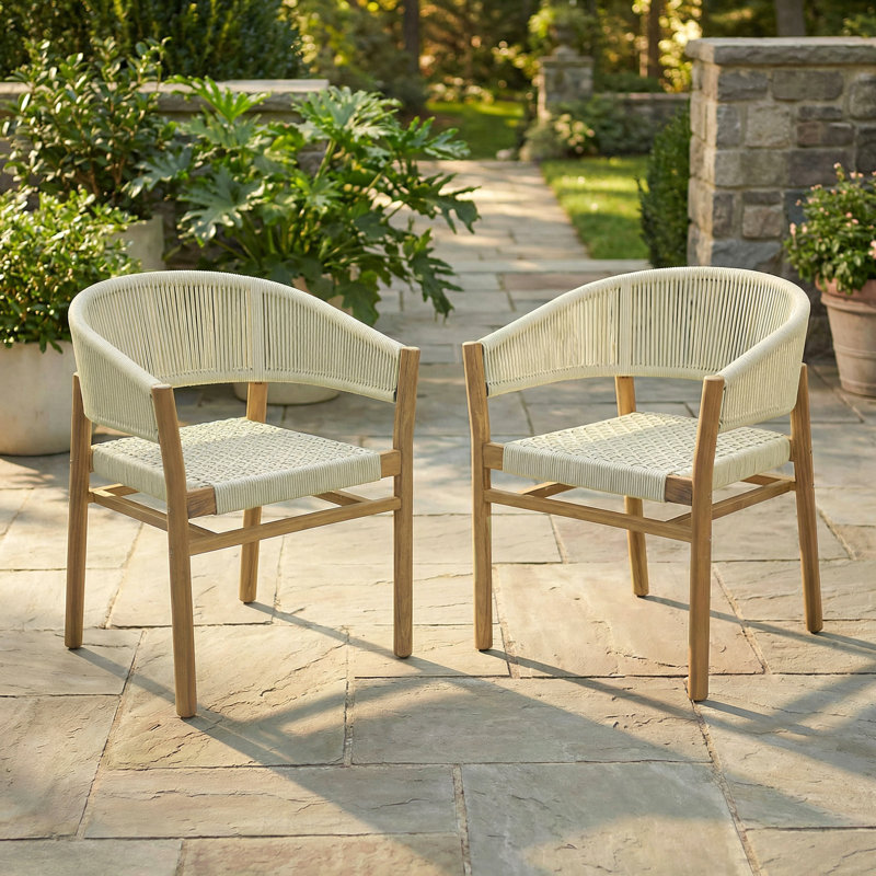 Ensemble de chaises d'extérieur pour 2 personnes, Teck et beige