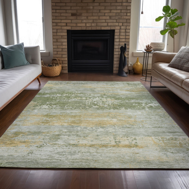 Tapis abstrait lavable à la machine intérieur / extérieur Jacinto ACN2146, Rectangle 2 pi 6 po x 3 pi 10 po