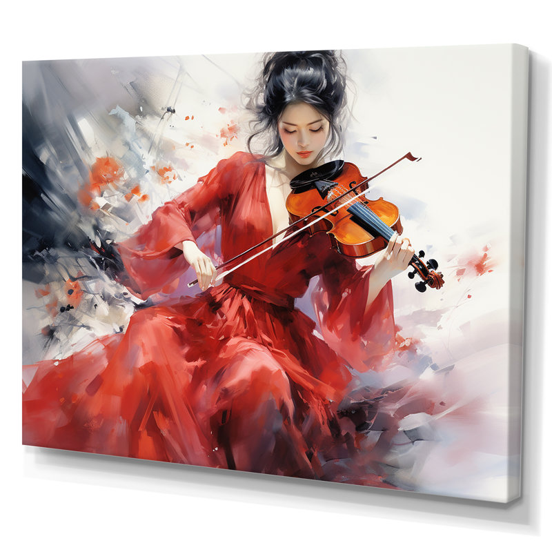 Violon, élégance japonaise sur toile, Toile tendue, H 24 po x l 32 po x P 1 po
