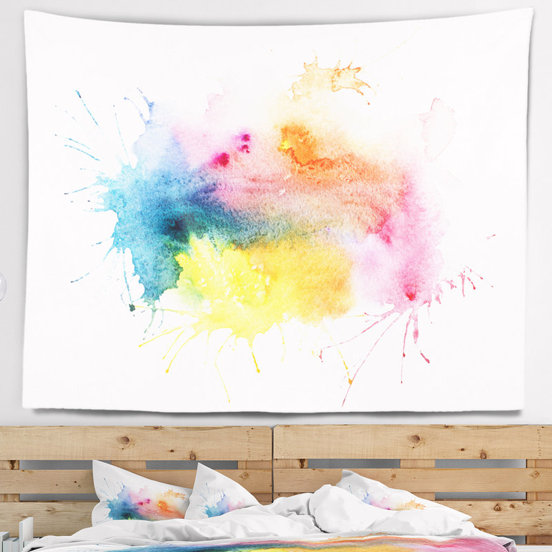 Abstrait blots aquarelle art tapisserie, H 32 po x l 39 po