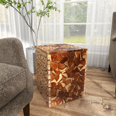 Obrien Solid Wood Block End Table