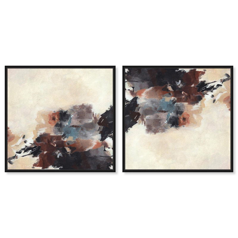 Safari Sun II Set Canvas Modern Boho by Art Remedy, Black Floater Framed, 13" H x 13" W